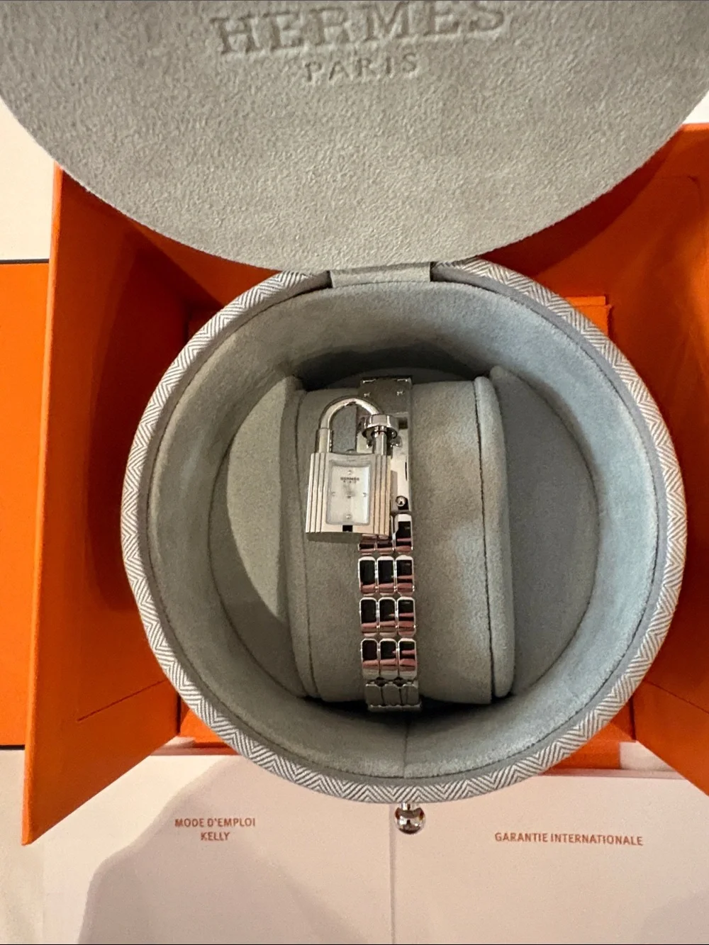 Brand new Hermes Kelly  Stainless Steel Bracelet Watch with Chain Detail